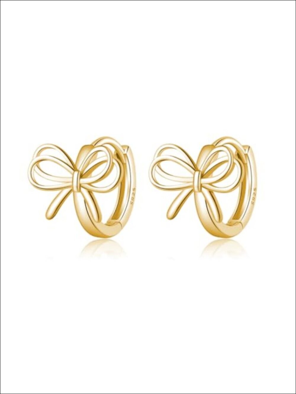 925 Sterling Silver Bow Hoop Earrings Ribbon Huggie
